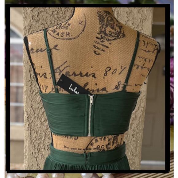 Lulus Pleated Cutout Green Got the Glam Maxi Dress Size XS - Picture 4 of 11